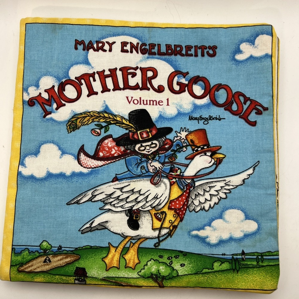 Mother Goose Soft Cloth Nursery Rhyme Baby Book Volume 1 Clean Condition 9"x9"